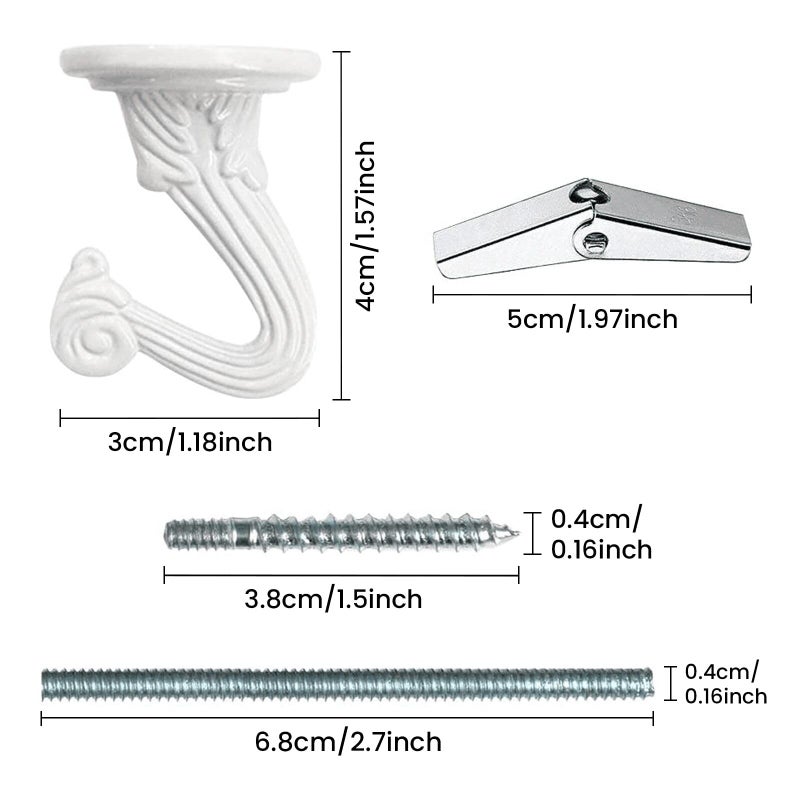 Odowalker 6 Sets Ceiling Hooks White Heavy Duty Swag Hooks with Steel Screws Bolts and Toggle Wings for Hanging Plants Ceiling Installation Cavity Wall Fixing - Image 2